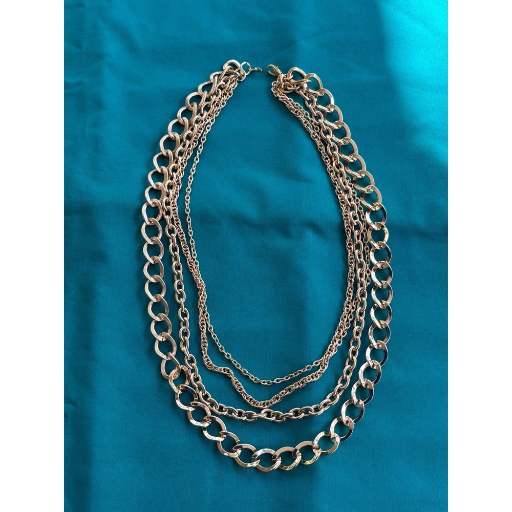 Women's Gold Toned 4 Layer Link Chain Necklace